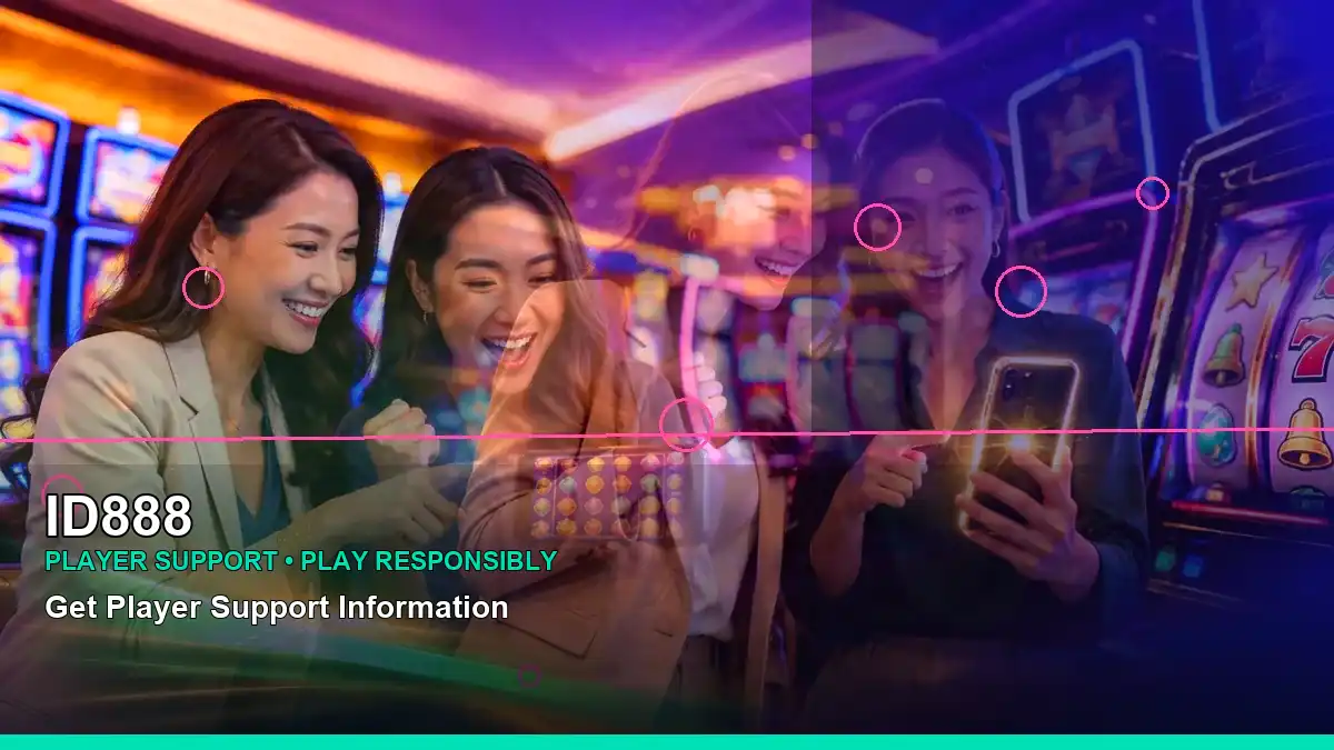ID888 party online slot games featuring an adult Filipina casino host with a right-diagonal composition