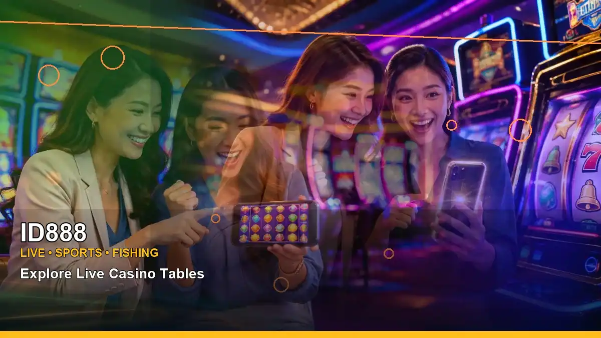 ID888 high-energy casino cashback rewards in a panoramic reel layout for Philippine players