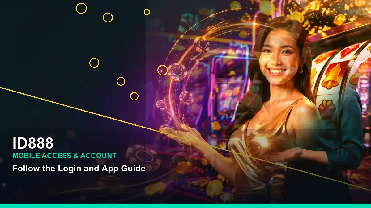 ID888 lucky reels online slot games featuring an adult Filipina casino host with a right-framed composition